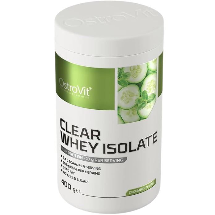 OstroVit Clear Whey Isolate 400 g Cucumber Mint – Proteína Que Se Bebe Como Agua, Refrescante y Ligera