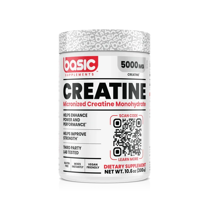 Basic Supplements Creatina Monohidratada 300 g Sin Sabor – 100% Pura, Sin Aditivos