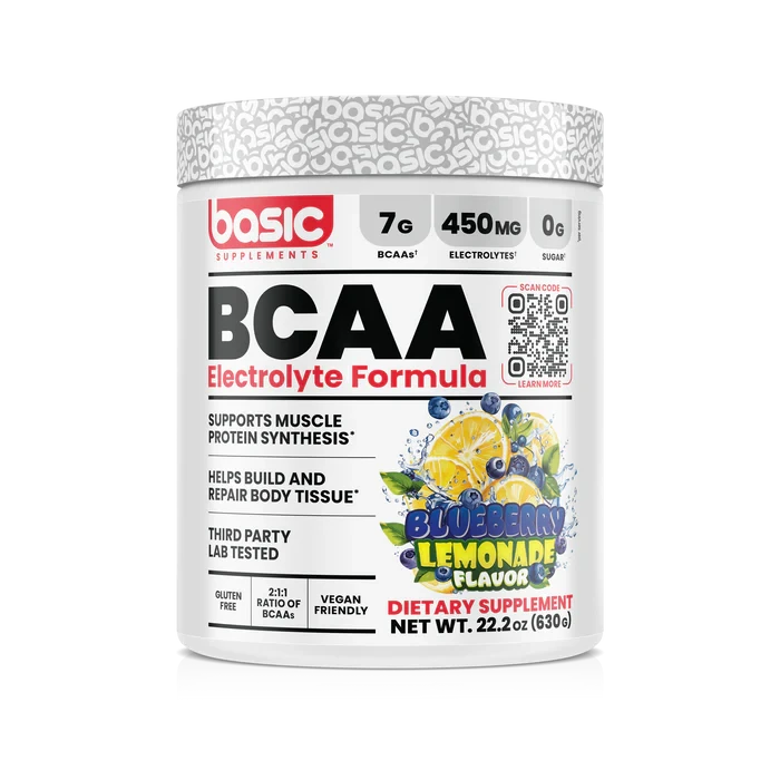 Basic Supplements BCAA Instantized 630 g Blueberry Lemonade – BCAA 2:1:1 para Recuperación y Anti-Catabolismo