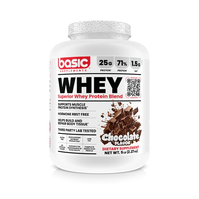 Basic Supplements Superior Whey 5 lb Chocolate – Proteína de Suero Premium para Músculo y Recuperación