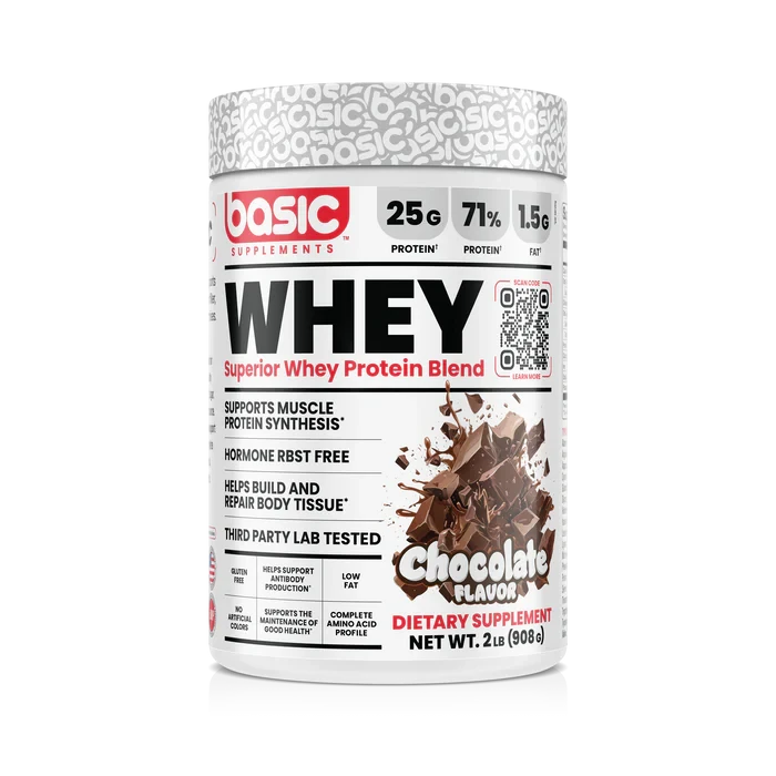 Basic Supplements Superior Whey 2 lb Chocolate – Proteína de Suero Premium para Músculo y Recuperación