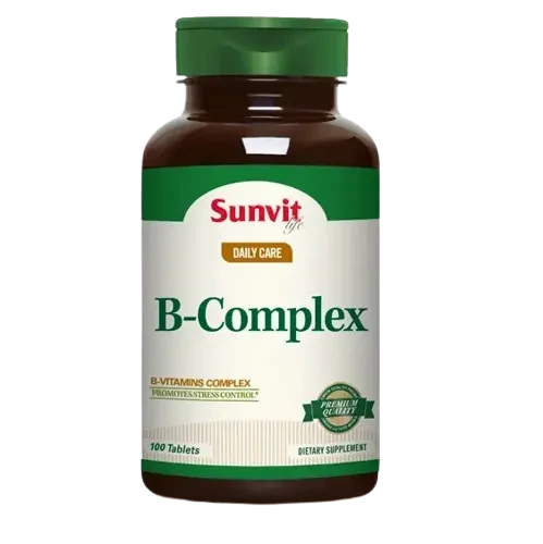 Sunvit Vitamina B Complex 100 Tabs – Complejo B Completo para Energía, Enfoque y Sistema Nervioso