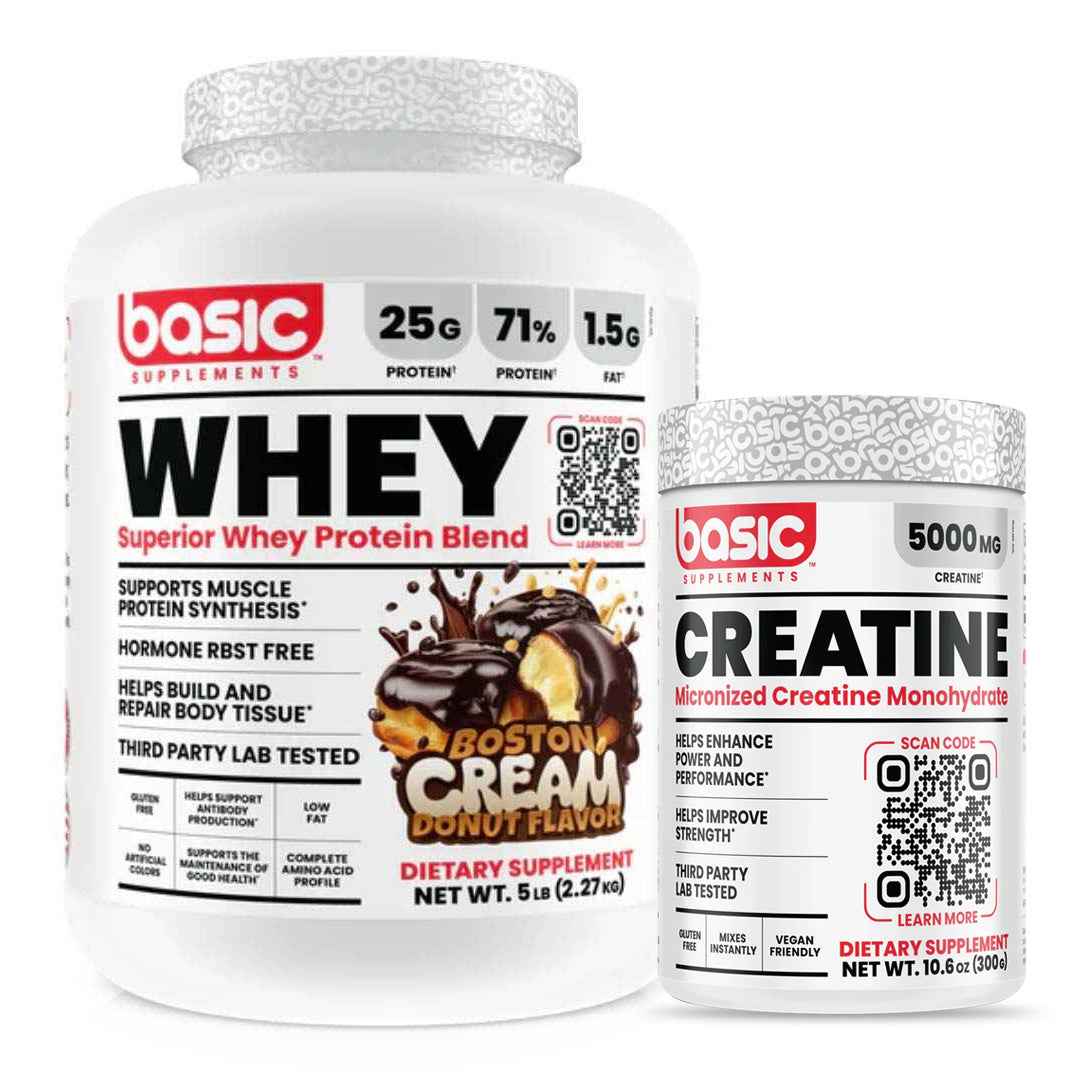 Pack Basic Nutrition: Whey 5lbs + Creatina | Stack de Aumento Muscular