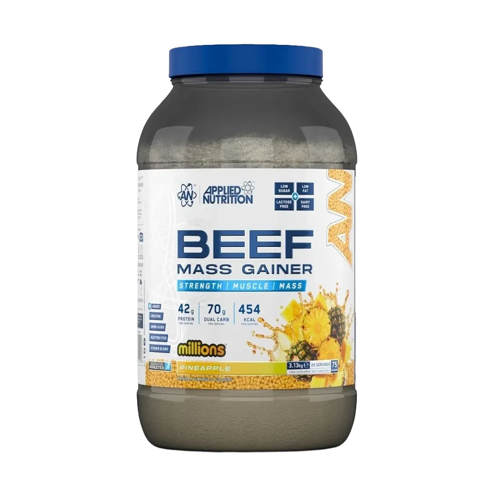 Applied Nutrition Beef XP 3.13 kg Pineapple Millions – Gainer con Proteína de Carne, Sin Lactosa, para Masa y Fuerza