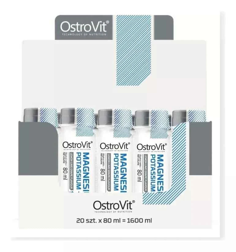 OstroVit Magnesio + Potasio + B6 Shot 80 ml – Electrolitos Líquidos para Recuperación y Anti-Calambres