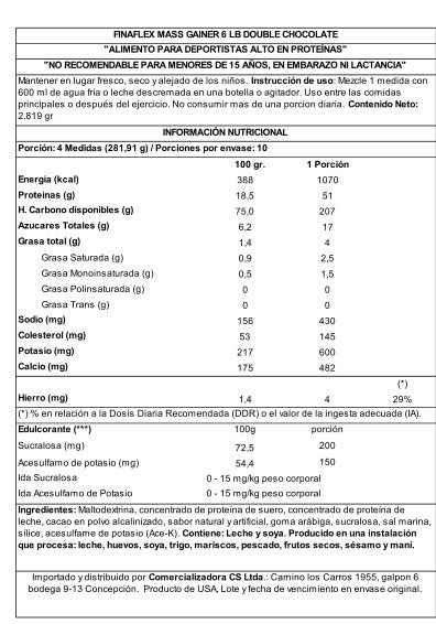 Finaflex Super Mass 6 lb Double Chocolate – Gainer Premium para Volumen y Masa Muscular