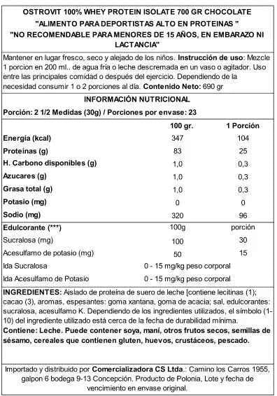 OstroVit 100% Whey Isolate 700 g Chocolate – Proteína Aislada de Suero para Definición y Músculo Magro