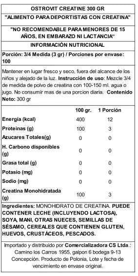 OstroVit Creatina Monohidratada 300 g Sin Sabor – 60 Porciones de 5 g, Calidad Europea Certificada
