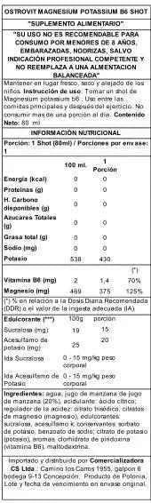 OstroVit Magnesio + Potasio + B6 Shot 80 ml – Electrolitos Líquidos para Recuperación y Anti-Calambres