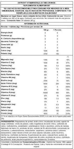 OstroVit Vitamins & Minerals 20 Tabs Efervescentes Naranja – Multivitamínico en Bebida, Fácil y Rápido
