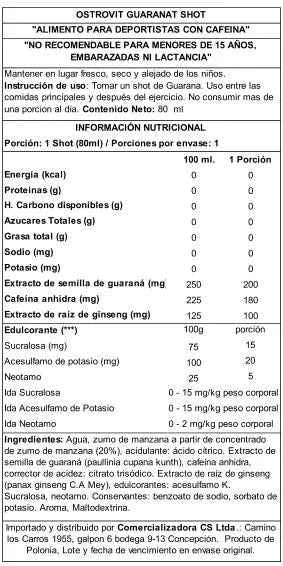 OstroVit Guarana Shot 80 ml Pear – Energía Natural de Guaraná, Listo para Tomar