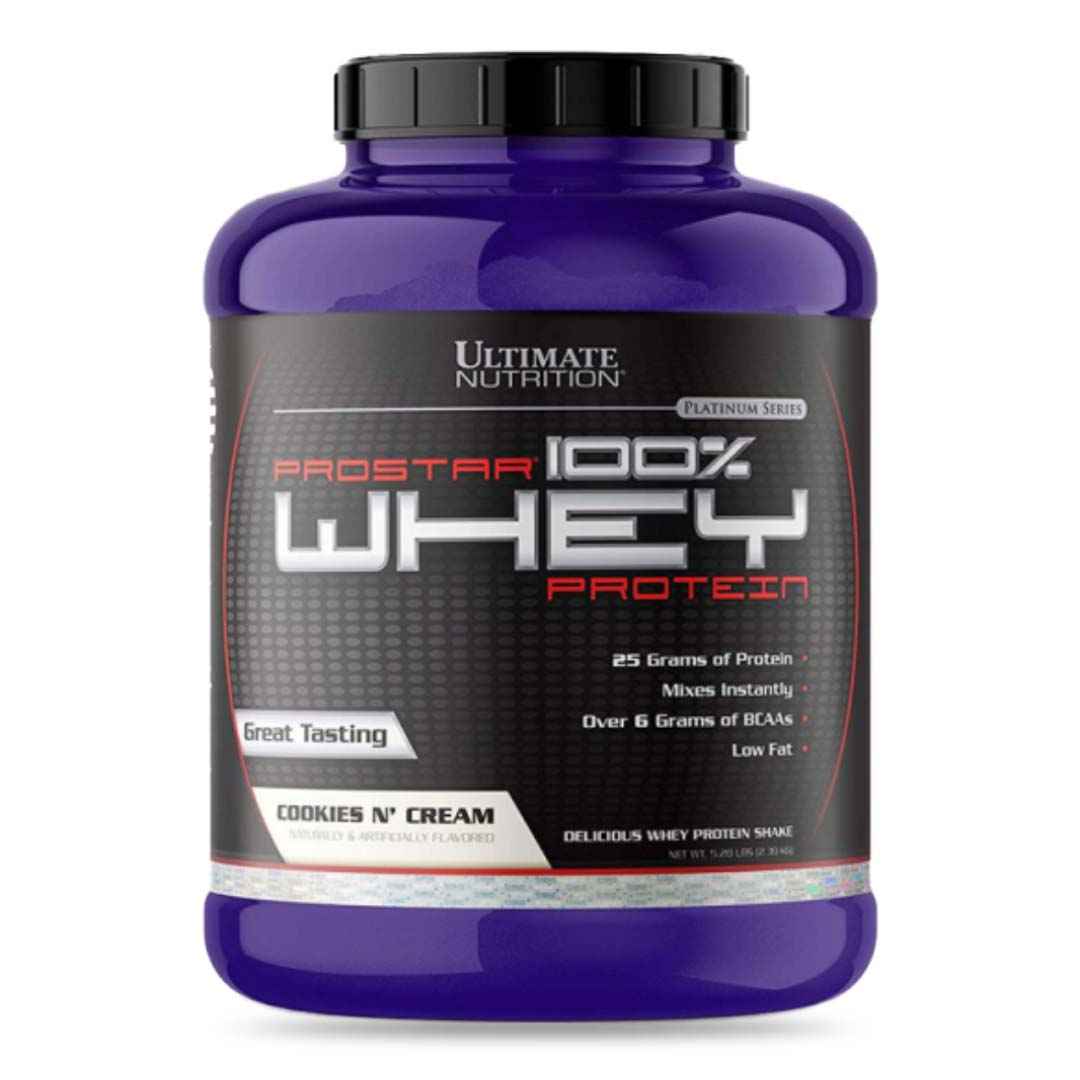 Prostar Whey Protein cookies and cream Ultimate Nutrition - 25g proteína whey concentrada Chile TBH BCAA suplemento