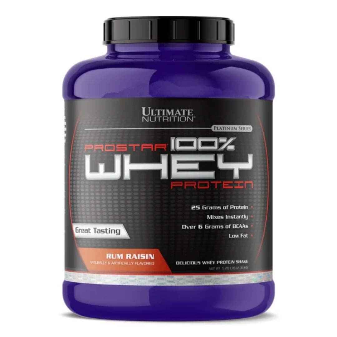 Prostar Whey Protein rum raisin Ultimate Nutrition - proteína 25g BCAA suplemento deportivo Chile TBH reviews