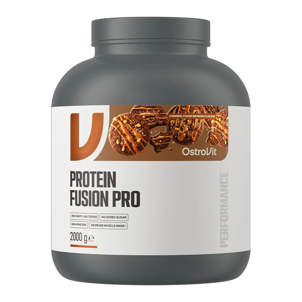 OstroVit Fusion Pro 2000 g Caramel Fudge Brownie – Proteína Multicomponente, 66 Porciones para Síntesis Muscular