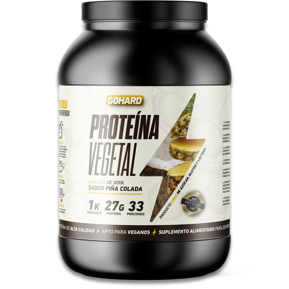 Go Hard Proteína Vegetal | 27g Proteína | 113 Calorías | 33 Porciones - TBH Suplementos