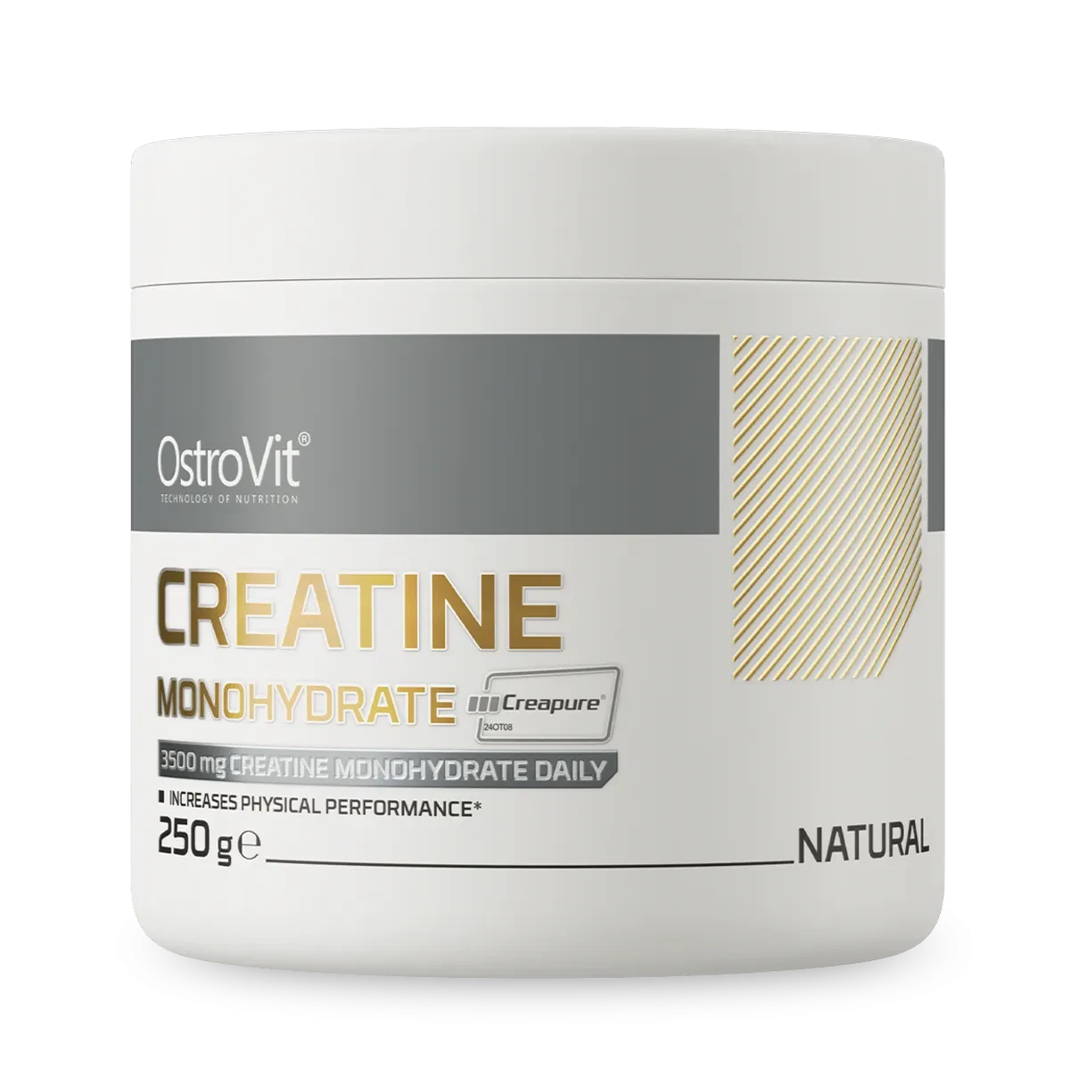OstroVit Creatina Creapure 250 g Sin Sabor – Creatina Alemana Certificada de la Más Alta Pureza