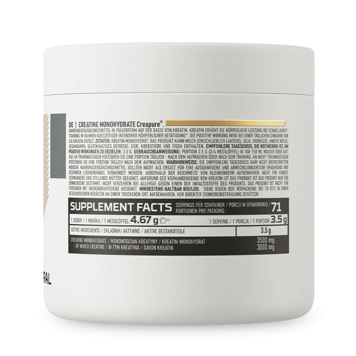 OstroVit Creatina Creapure 250 g Sin Sabor – Creatina Alemana Certificada de la Más Alta Pureza