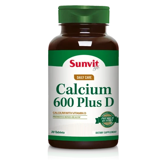 Sunvit Calcio 600 + Vitamina D3 30 Tabletas – Salud Ósea, Absorción de Calcio y Función Muscular
