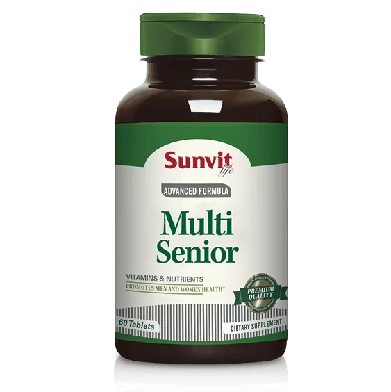 Sunvit Multi Senior 60 Tabs – Multivitamínico para Adultos Mayores con Vitaminas A, C, D, E, B-Complex y Minerales