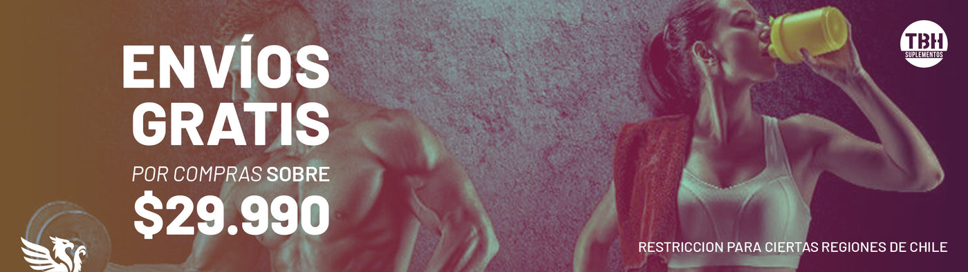 Banner Promocional TBH Suplementos | Envíos a Todo Chile sobre $29.990