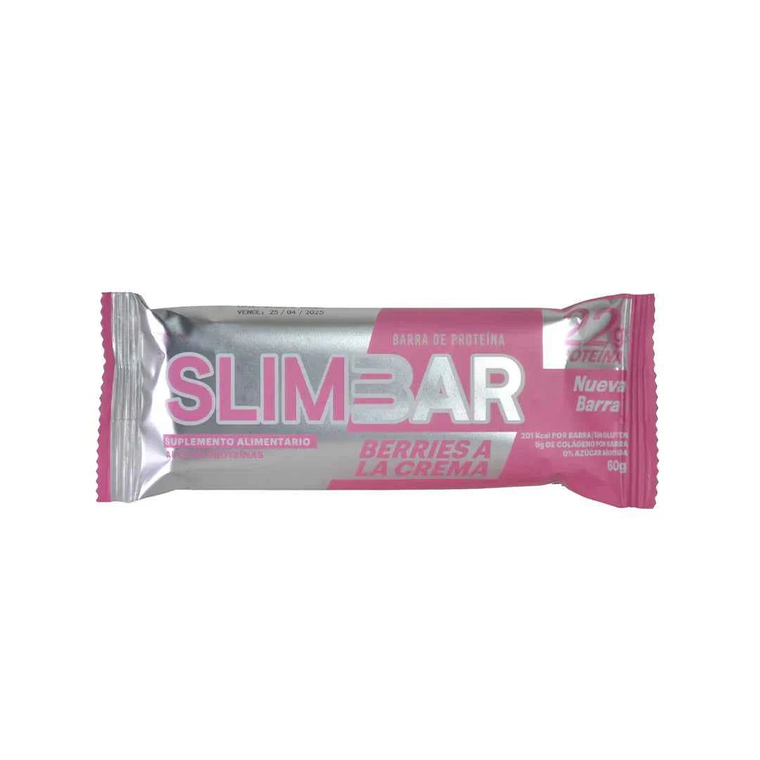 Barra Proteína SlimBar Berries a la Crema (Unidad) | 21g Proteína, 0 Azúcar Añadida y 5g Colágeno - TBH Suplementos