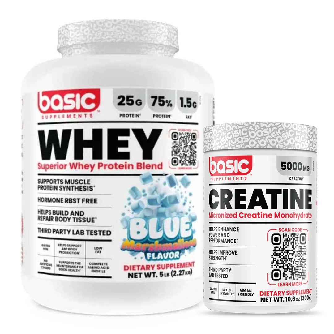 Pack Basic Nutrition: Whey 5lbs + Creatina | Stack de Aumento Muscular