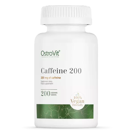 OstroVit Cafeína 200 mg 200 Tabs – Pre-Entreno Puro, Energía y Foco Mental para Deportistas