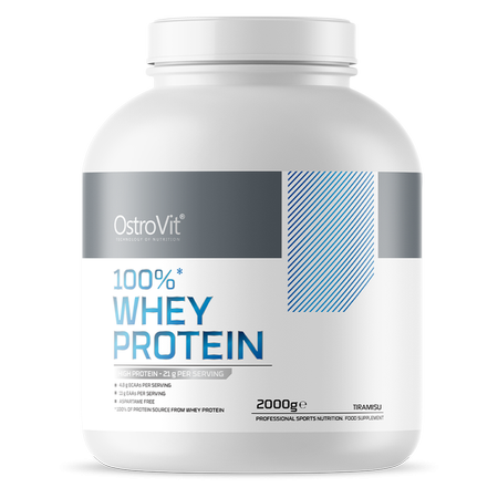 OstroVit 100% Whey Protein 2000 g Tiramisu – Proteína de Suero Certificada, 66 Porciones, Calidad Europea