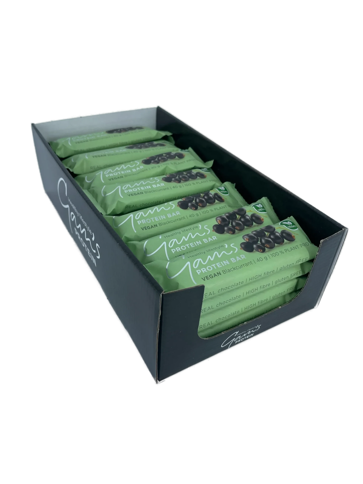 Gam's Barra Proteína Vegana 40 g – Sabor Grosella Negra, Plant-Based Sin Gluten