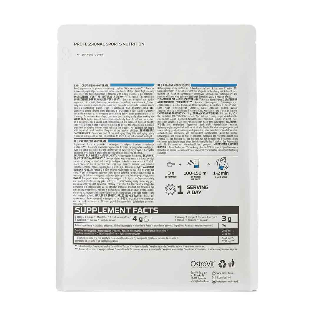 Creatina Monohidratada OstroVit 300g – Fuerza, potencia y volumen muscular - TBH Suplementos