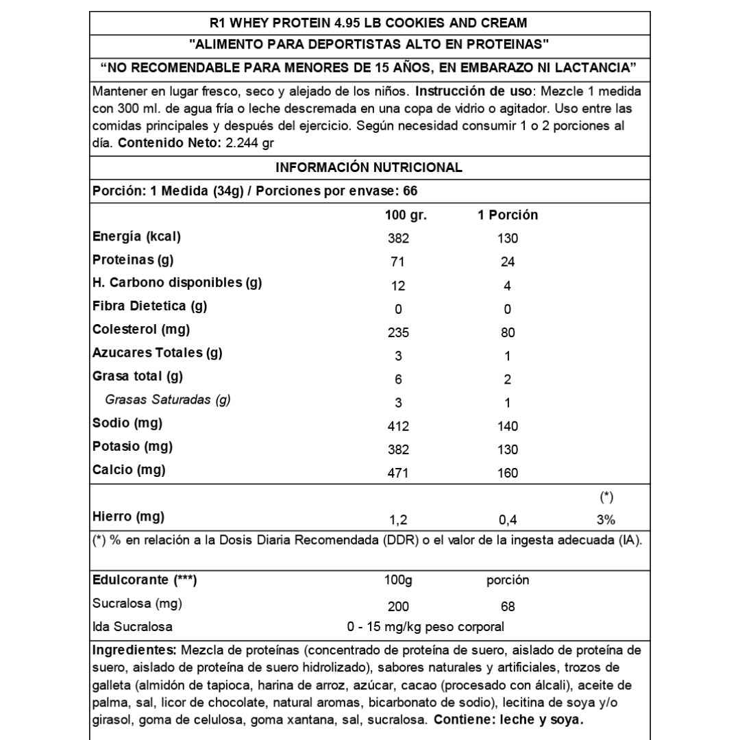 R1 Whey Blend 5 LB | 24g Proteína Concentrada, 0 Azúcar, 65 Porciones - TBH Suplementos