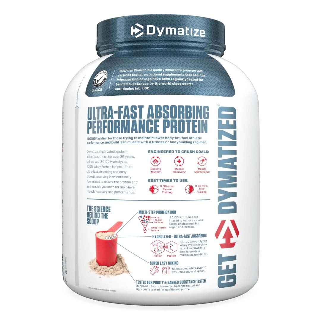 ISO 100 5 LB Dymatize | 25g Proteína Hidrolizada, Sin Lactosa, 76 Porciones - TBH Suplementos