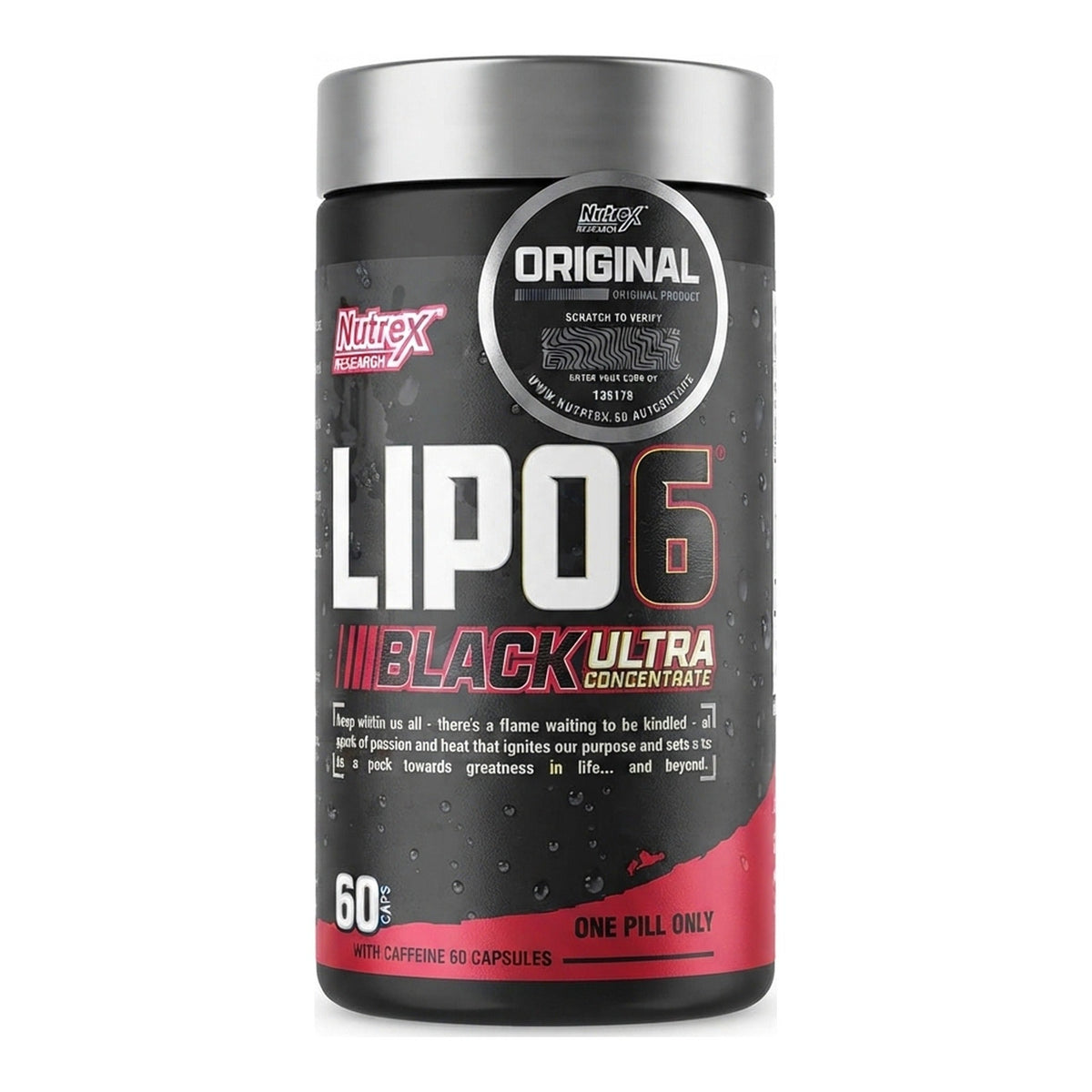 Quemador termogénico Lipo-6 Black Ultra Concentrate Nutrex 60 cápsulas - vista frontal del envase