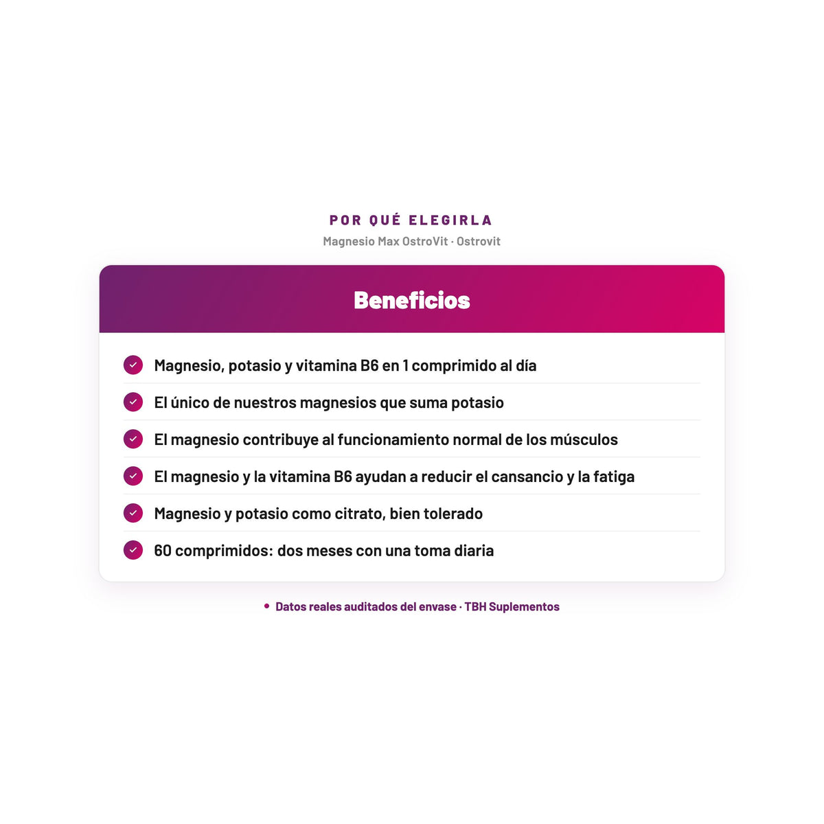 Magnesio Max OstroVit — Magnesio, potasio y vitamina B6 en 1 comprimido al día; El único de nuestros magnesios que suma potasio; El magnesio contribuye al funcionamiento normal de los músculos; El magnesio y la vitamina B6 ayudan a reducir el cansancio y la fatiga; Magnesio y potasio como citrato, bien tolerado…