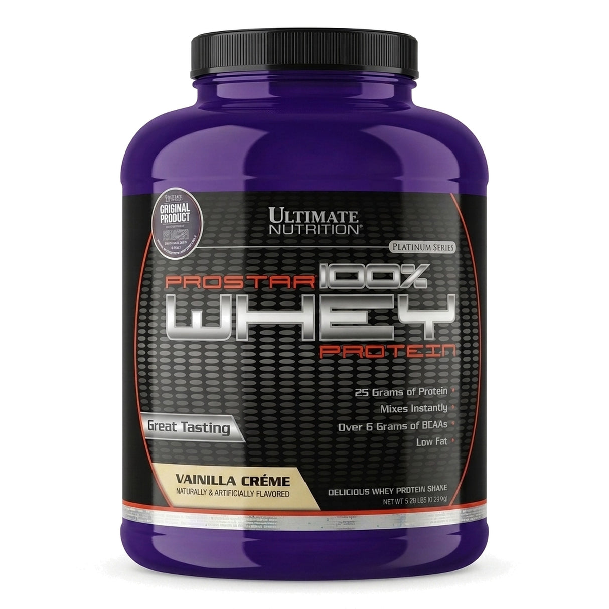Proteína Prostar 100% Whey Ultimate Nutrition sabor Vainilla — envase de 5 lb (2,39 kg) — 25 g de proteína por porción — vista frontal