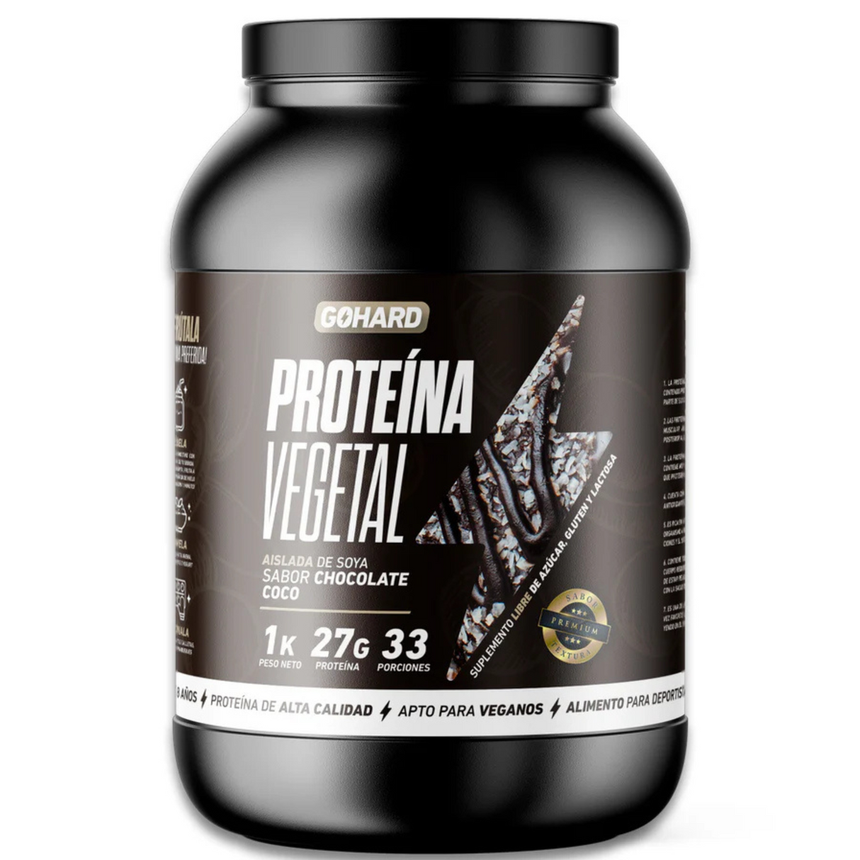 Go Hard Proteína Vegetal | 27g Proteína | 113 Calorías | 33 Porciones - TBH Suplementos