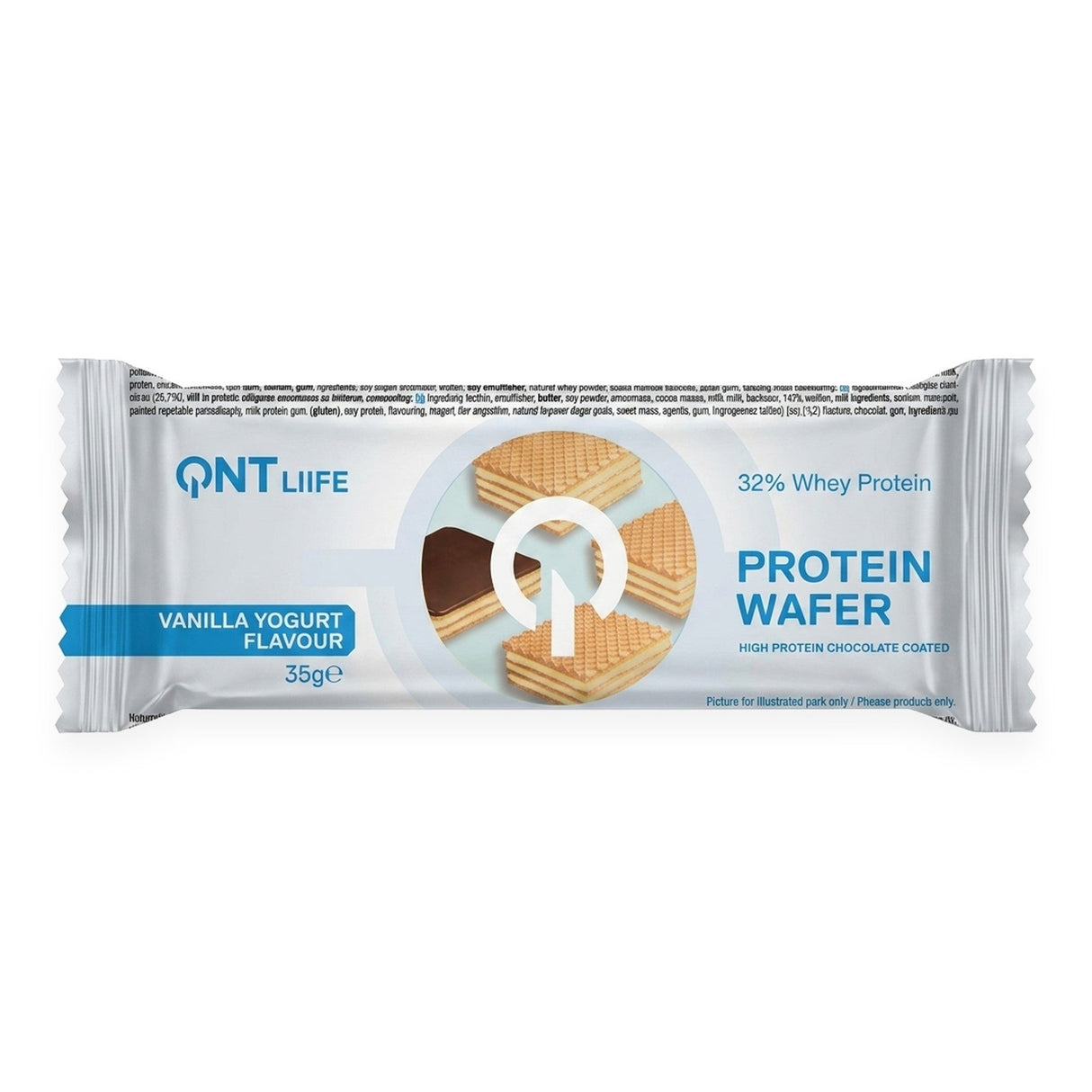 Oblea de proteína Protein Wafer QNT sabor Vainilla Yogurt 35g - 32% whey protein - vista frontal del envase