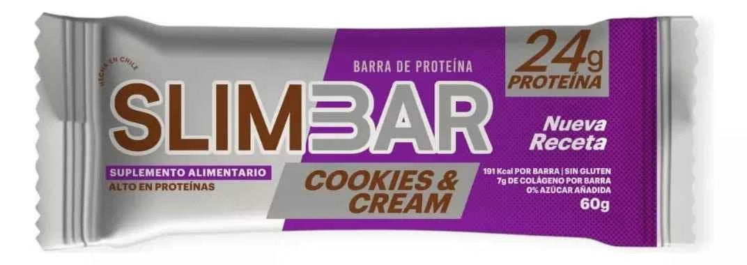 Barra Proteína SlimBar Cookies and Cream (Caja 12 Unidades) | 24g Proteína, 0 Azúcar Añadida y 7g Colágeno - TBH Suplementos