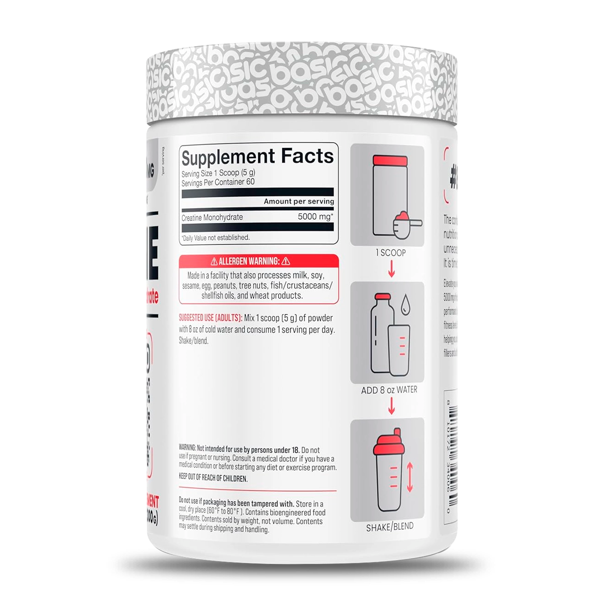 Creatina Monohidrato Basic Supplements - TBH Suplementos
