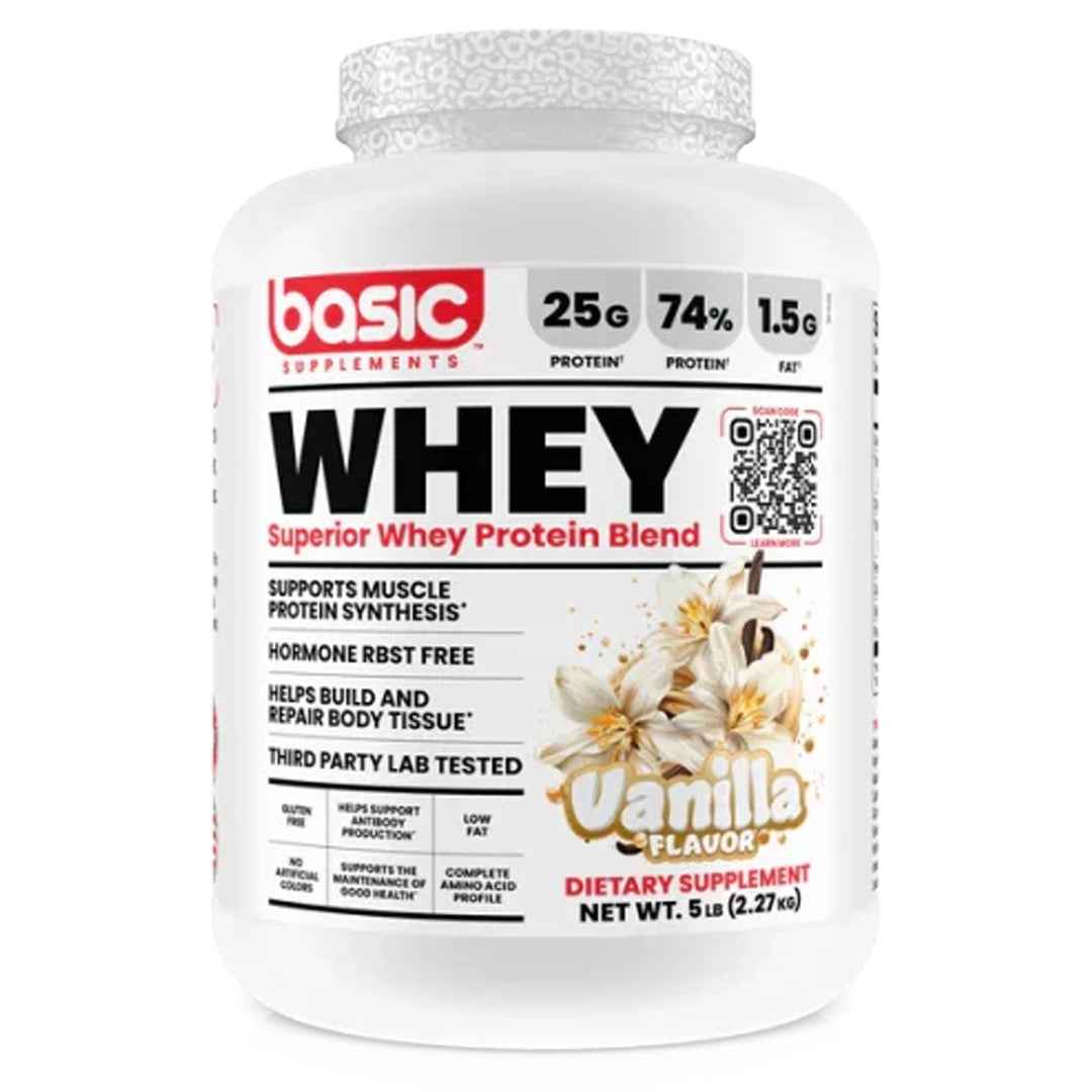 Proteína Basic Whey 5 LB Vainilla – Mezcla de Suero Premium (Concentrada, Aislada e Hidrolizada) | TBH Suplementos Chile