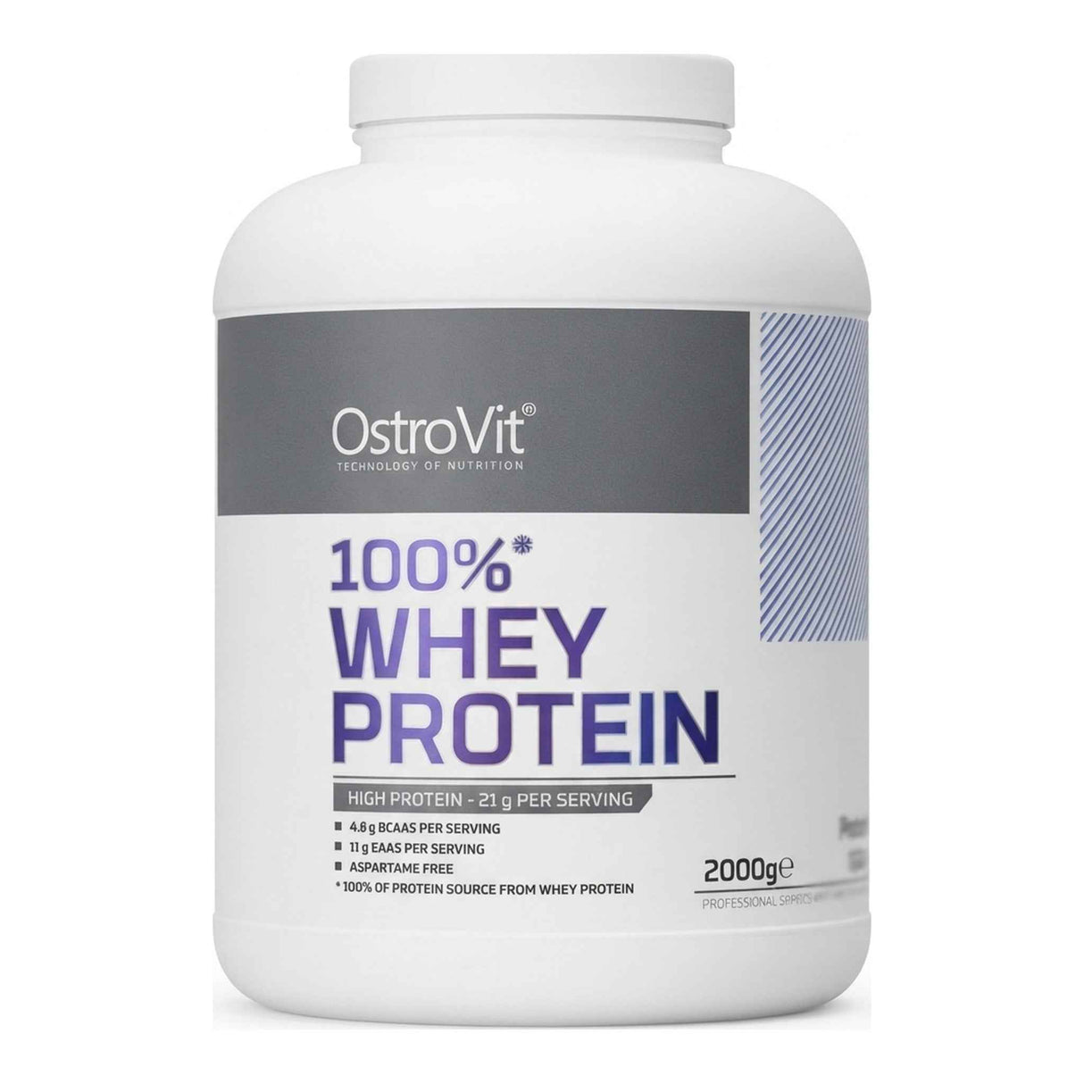 Proteína 100% Whey Protein Ostrovit sabor Banana Cake — concentrado de suero, 21 g de proteína por porción — vista frontal del envase