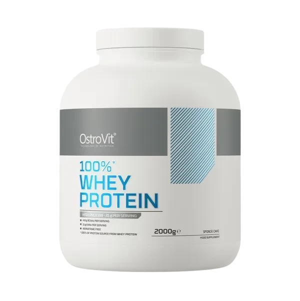 OstroVit 100% Whey Protein 2000 g Sponge Cake – Proteína de Suero Certificada, 66 Porciones, Calidad Europea