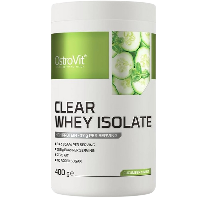 OstroVit Clear Whey Isolate 400 g Cucumber Mint – Proteína Que Se Bebe Como Agua, Refrescante y Ligera