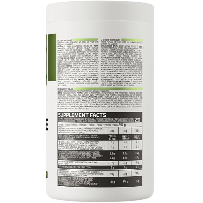OstroVit Clear Whey Isolate 400 g Cucumber Mint – Proteína Que Se Bebe Como Agua, Refrescante y Ligera