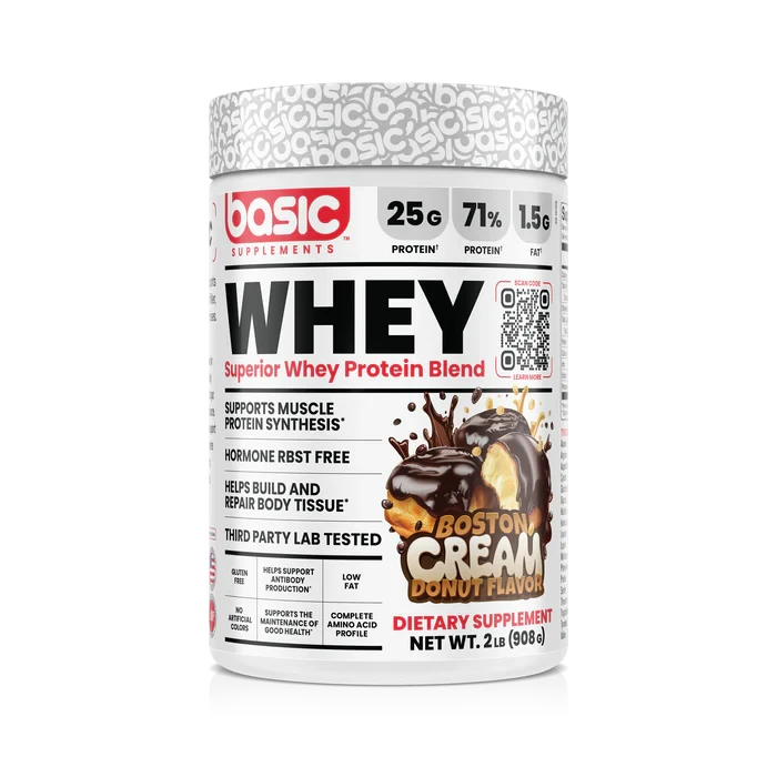 Basic Supplements Superior Whey 2 lb Boston Cream Donut – Proteína de Suero Premium para Músculo y Recuperación