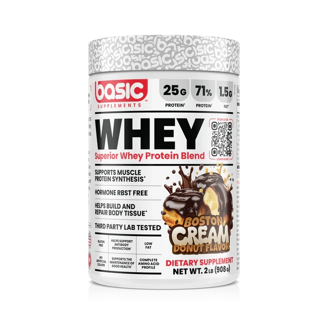 Basic Supplements Superior Whey 2 lb Boston Cream Donut – Proteína de Suero Premium para Músculo y Recuperación