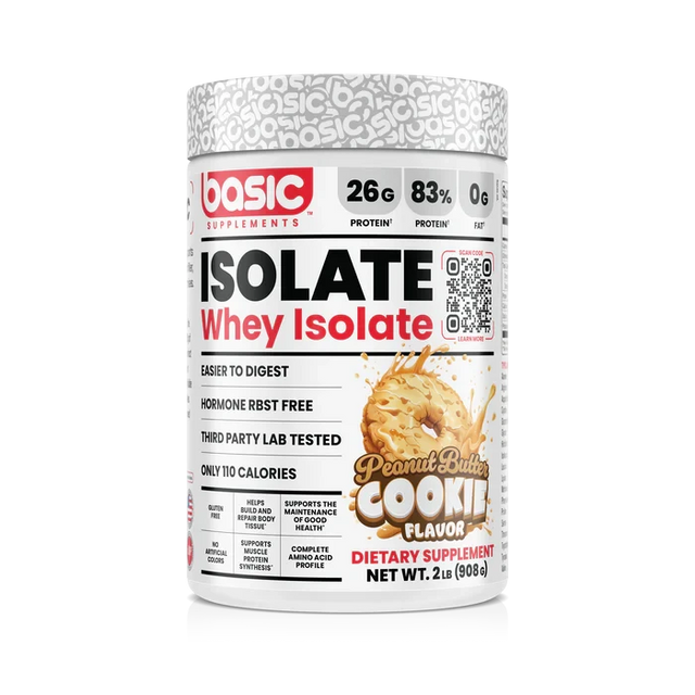 Basic Supplements Whey Isolate 2 lb Peanut Butter Cookie – Proteína Aislada Pura para Definición y Músculo Magro