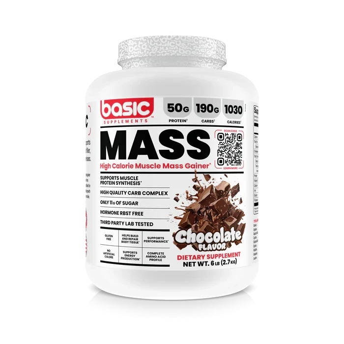 Basic Supplements Basic Mass 6 lb Chocolate – Ganador de Peso para Volumen y Masa Muscular