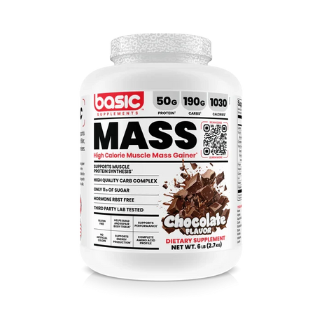 Basic Supplements Basic Mass 6 lb Chocolate – Ganador de Peso para Volumen y Masa Muscular
