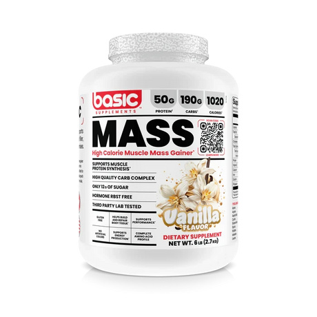 Basic Supplements Basic Mass 6 lb Vanilla Bean – Ganador de Peso para Volumen y Masa Muscular